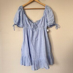 The Impeccable Pig Blue Milkmaid Babydoll Romper Dress Size Large New